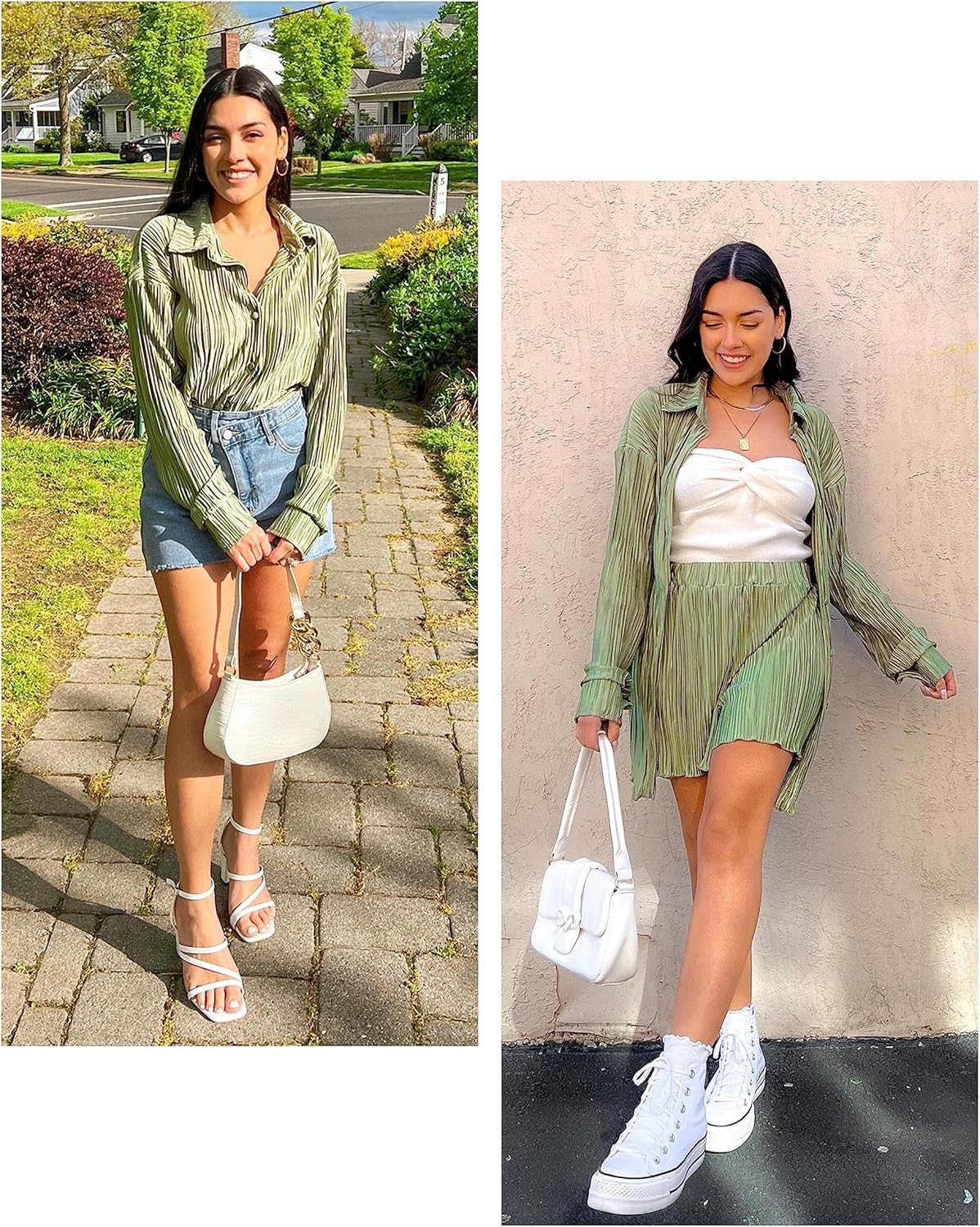 ZAFIRA | 2-delig zomeroutfit voor dames, geplooide blouse met knopen en high-waist shorts