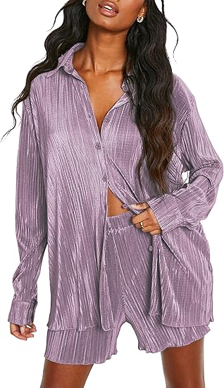 ZAFIRA | 2-delig zomeroutfit voor dames, geplooide blouse met knopen en high-waist shorts