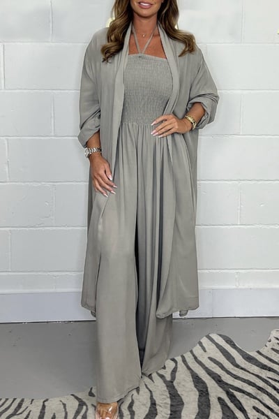 Mode dames rugloze lace-up 2-delige wijde pijpen set