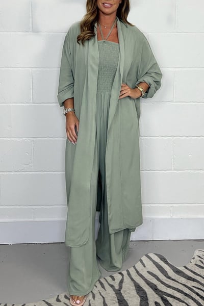 Mode dames rugloze lace-up 2-delige wijde pijpen set