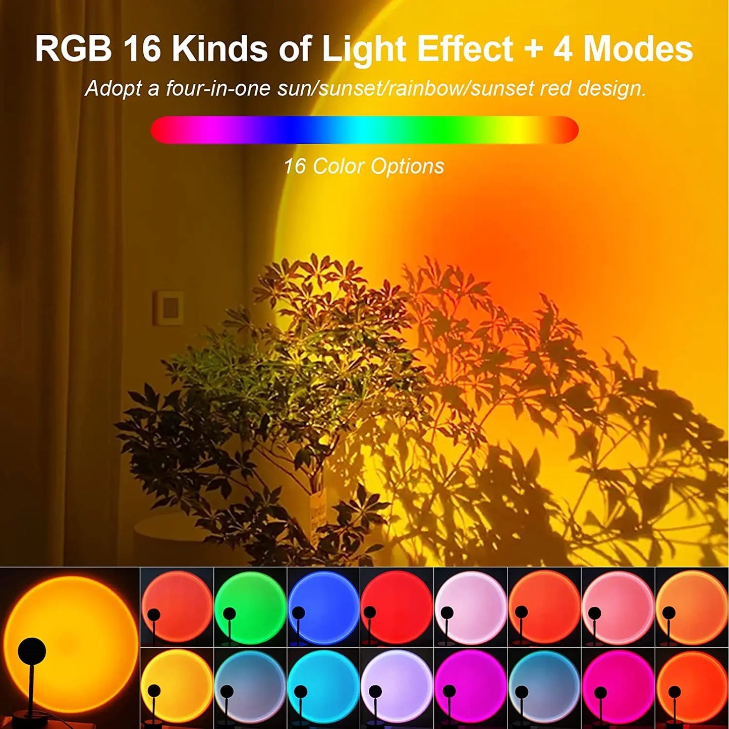 Bluetooth Nachtlamp Regenboog Zonsondergang Projector Lamp.