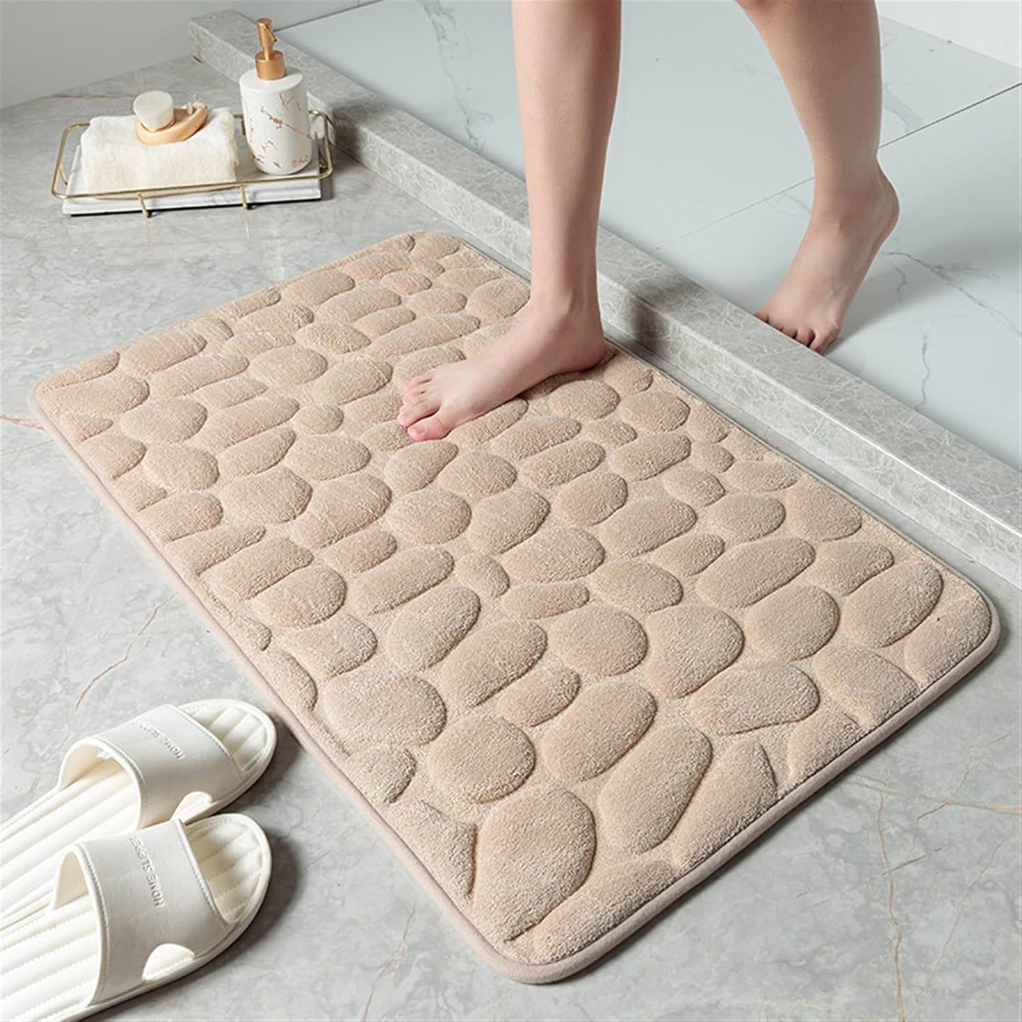 Cobblestone Koraalvel Bad Mat